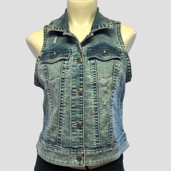 BRODY Jeans Authentic Distressed Denim Sleeveless Vest Size Small - Picture 1 of 7
